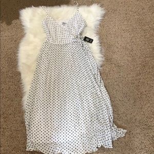 Express Polka Dot midi pleated wrap dress